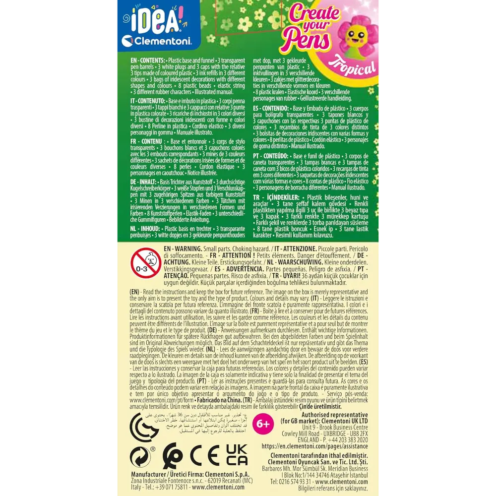 Clementoni Idea Tropical Pens 3-Piece Creative Pen Set for Kids