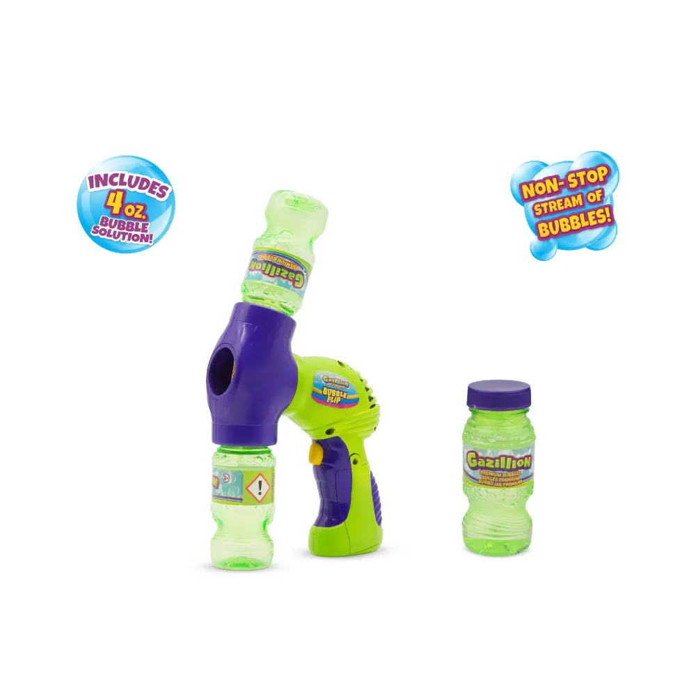 Gazillion Bubbles Bubble Flip - Handheld Continuous Bubble Blaster with 4oz Solution