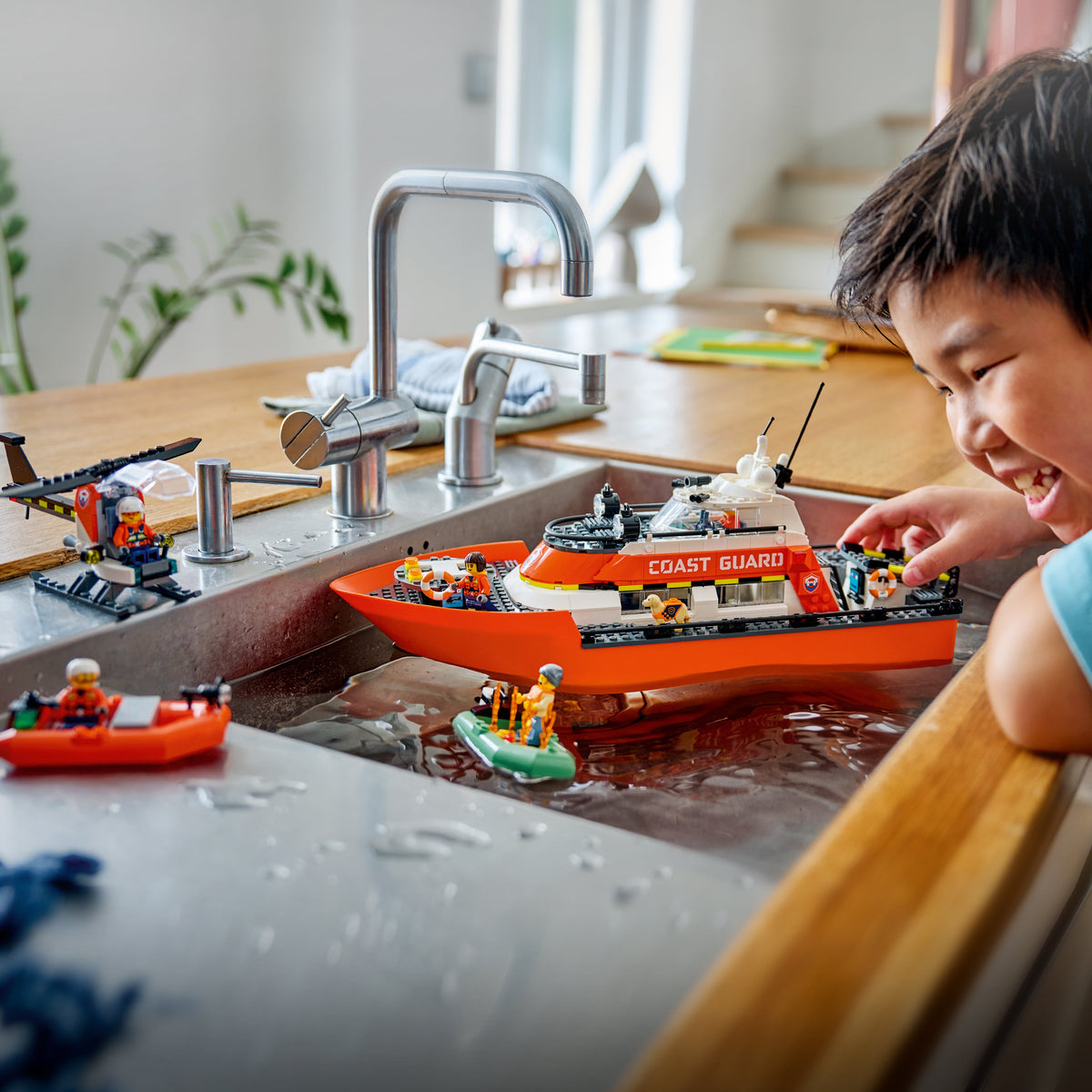 Lego City Coast Guard Rescue Boat & Helicopter
