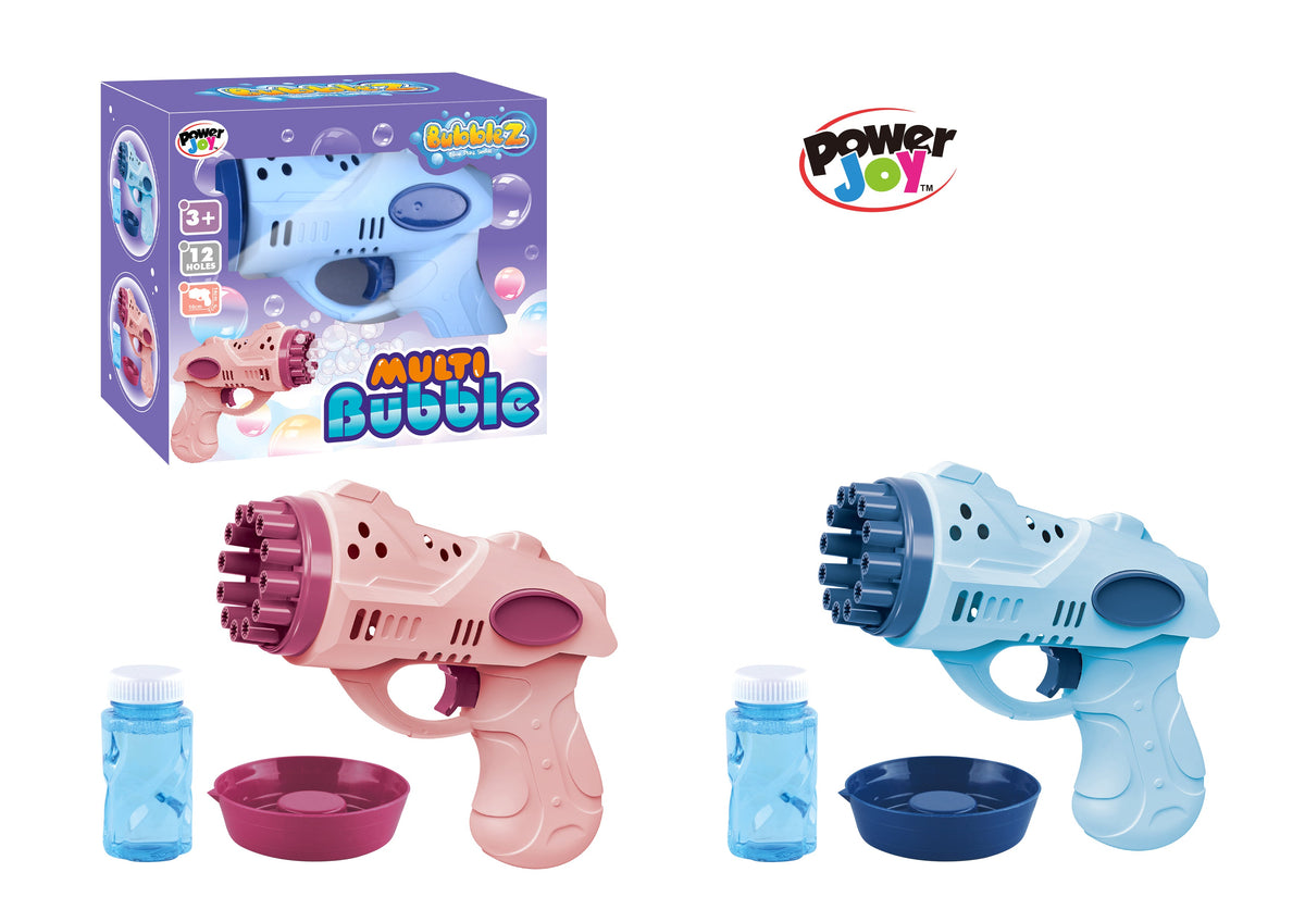 Power Joy 12-Hole Multi-Bubble Gun Battery-Operated Toy - Assorted Colors