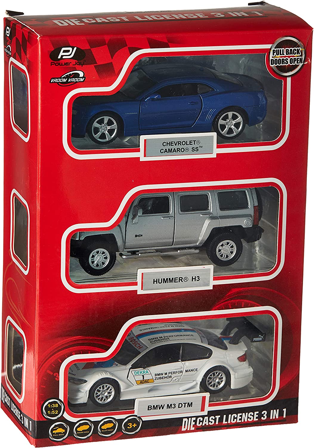 Power Joy Vroom Vroom Licensed 3 - Piece Die - Cast Car Set