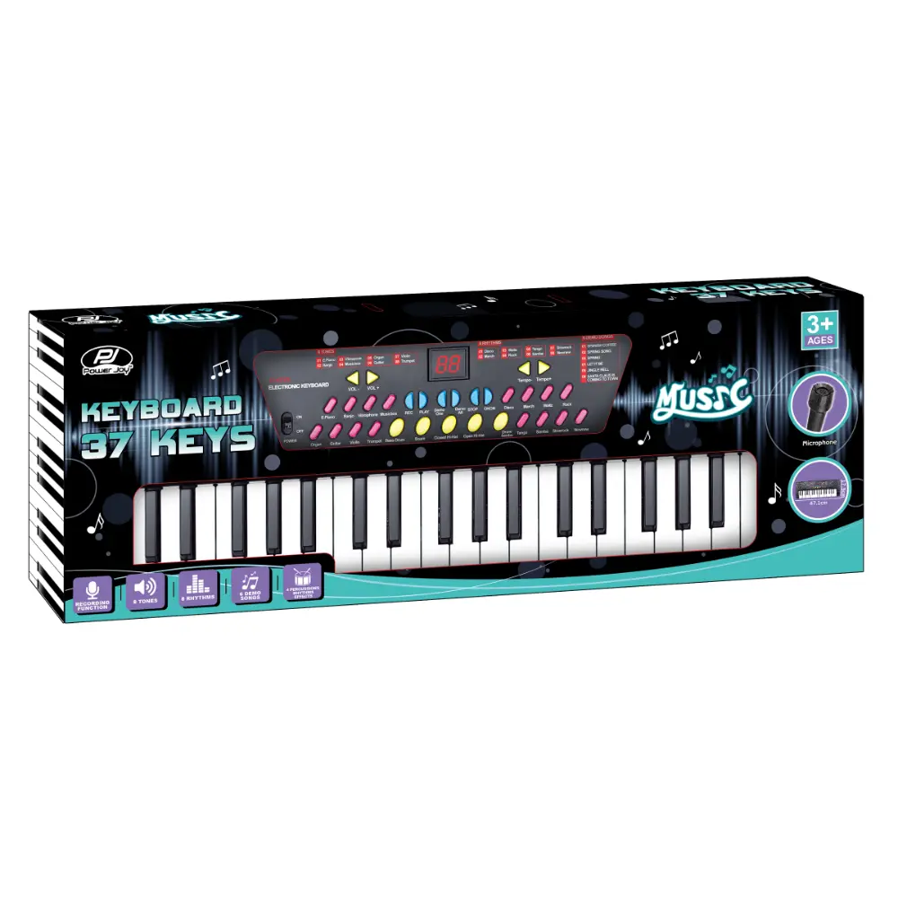 Power Joy Music Keyboard 37 keys with Mic Battery-Operated