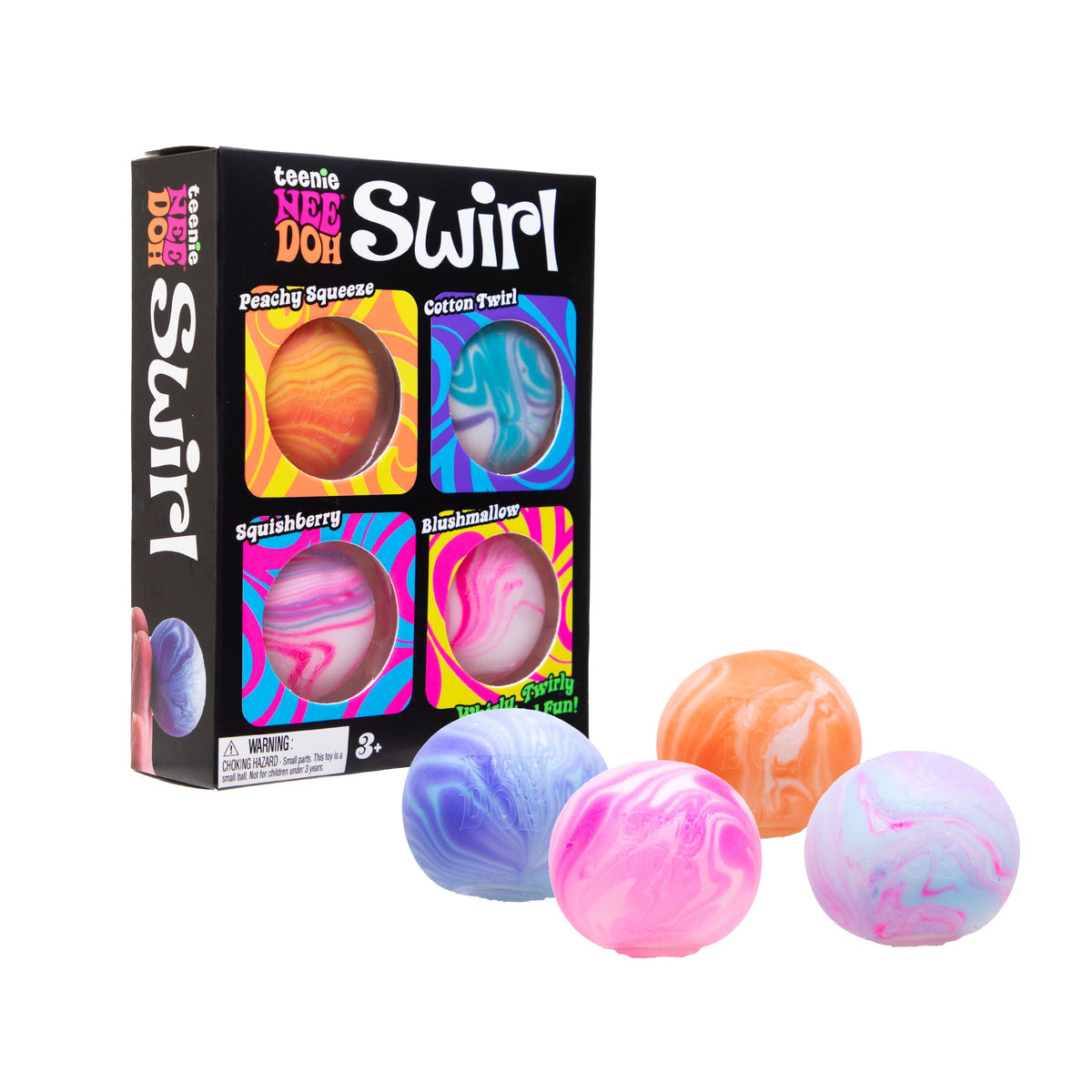 NeeDoh Teenie Squishy Stress Relief Balls 4 - Pack - Assorted Swirl Colours