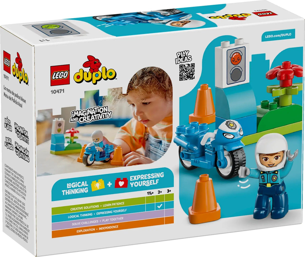 Lego Duplo Blue Police Motorcycle with Figures