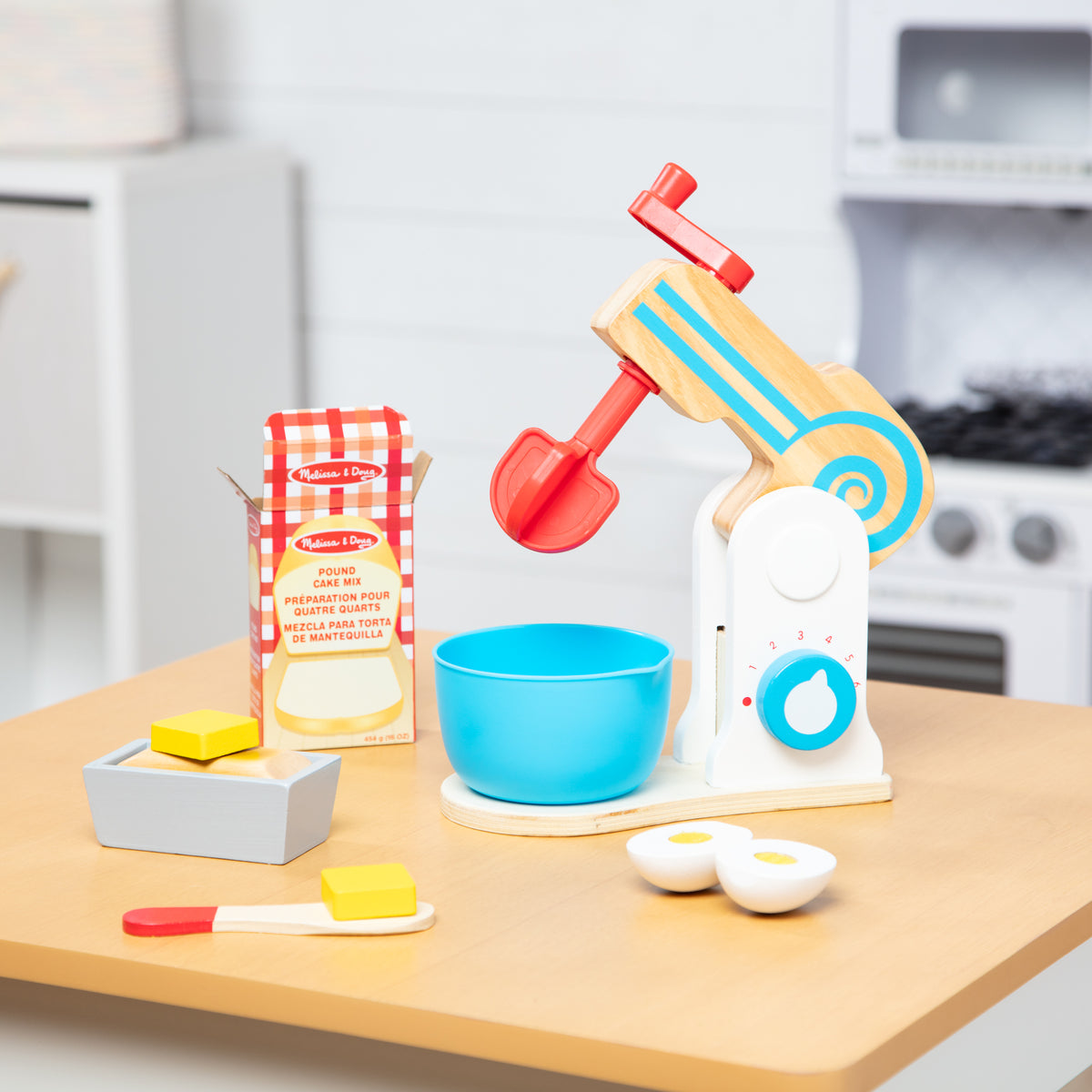 Melissa & Doug Wooden Make-a-Cake Mixer Pretend Play Set