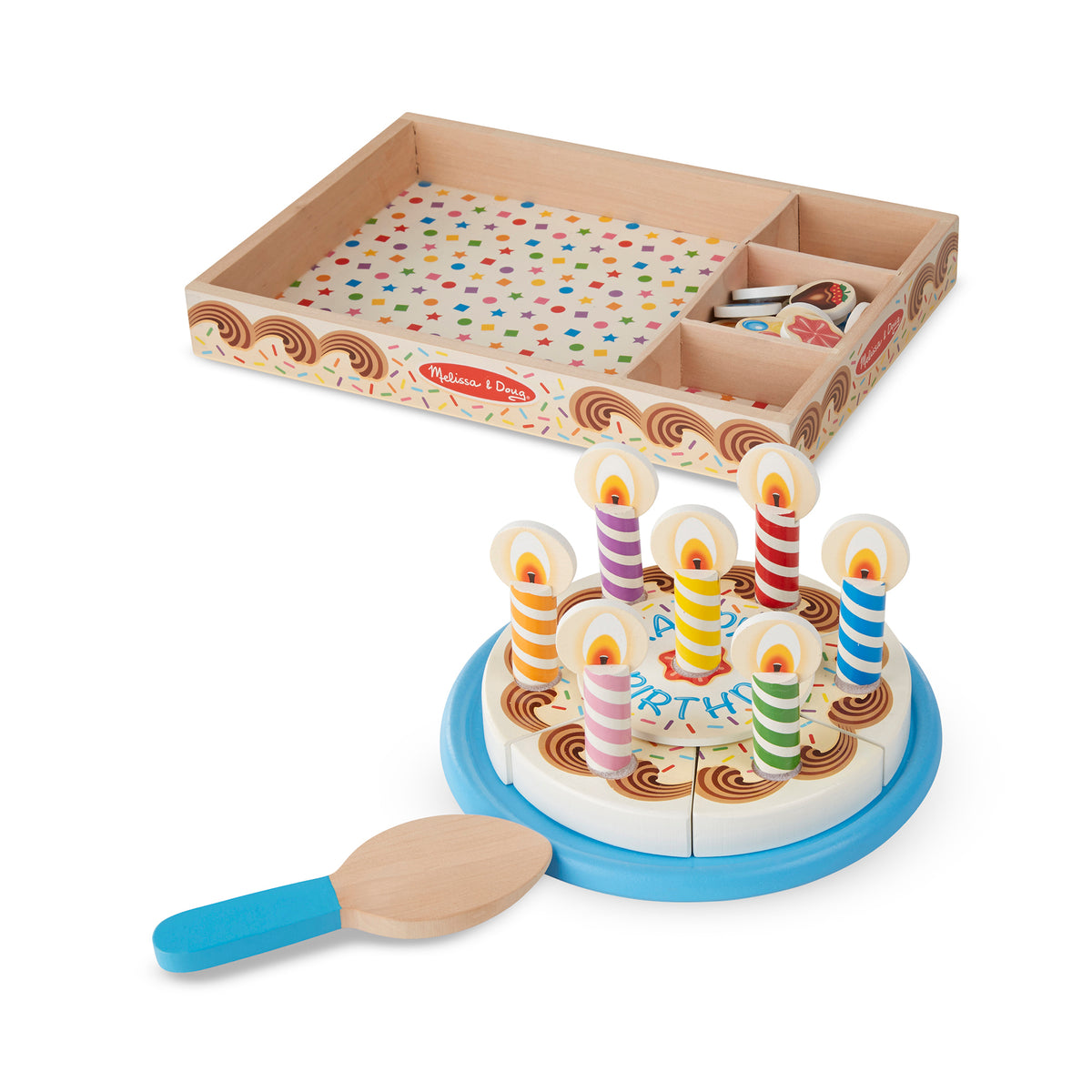 Melissa & Doug Wooden Birthday Cake Pretend Play Set