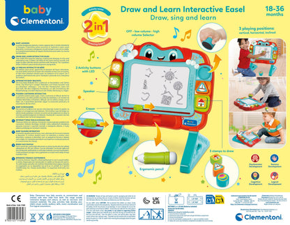 Clementoni Baby Interactive Draw & Learn Magnetic Drawing Board 18M+