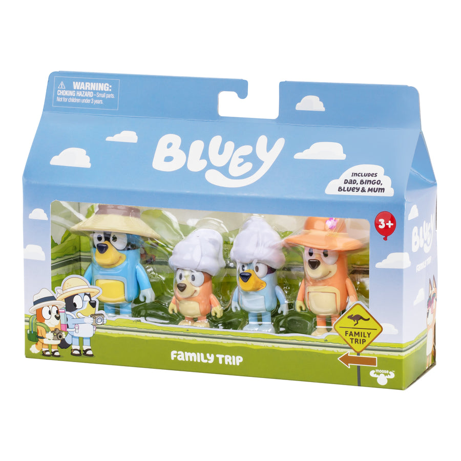 Bluey Holiday Family Trip Figure 4 Pack