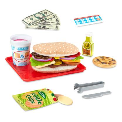 Melissa & Doug Wooden Slice & Stack Sandwich Counter Playset