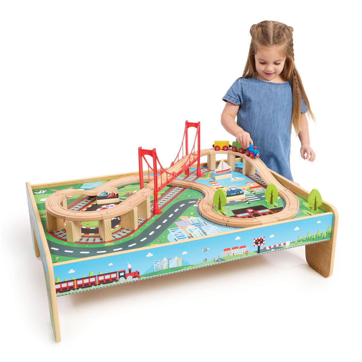 Early Learning Centre Wooden Train Table Playset for Toddlers
