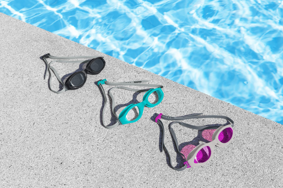 Bestway Hydro-Swim IX-1400 3-Piece Adult Swim Goggles with Adjustable Strap, Anti-Fog & UV Protection