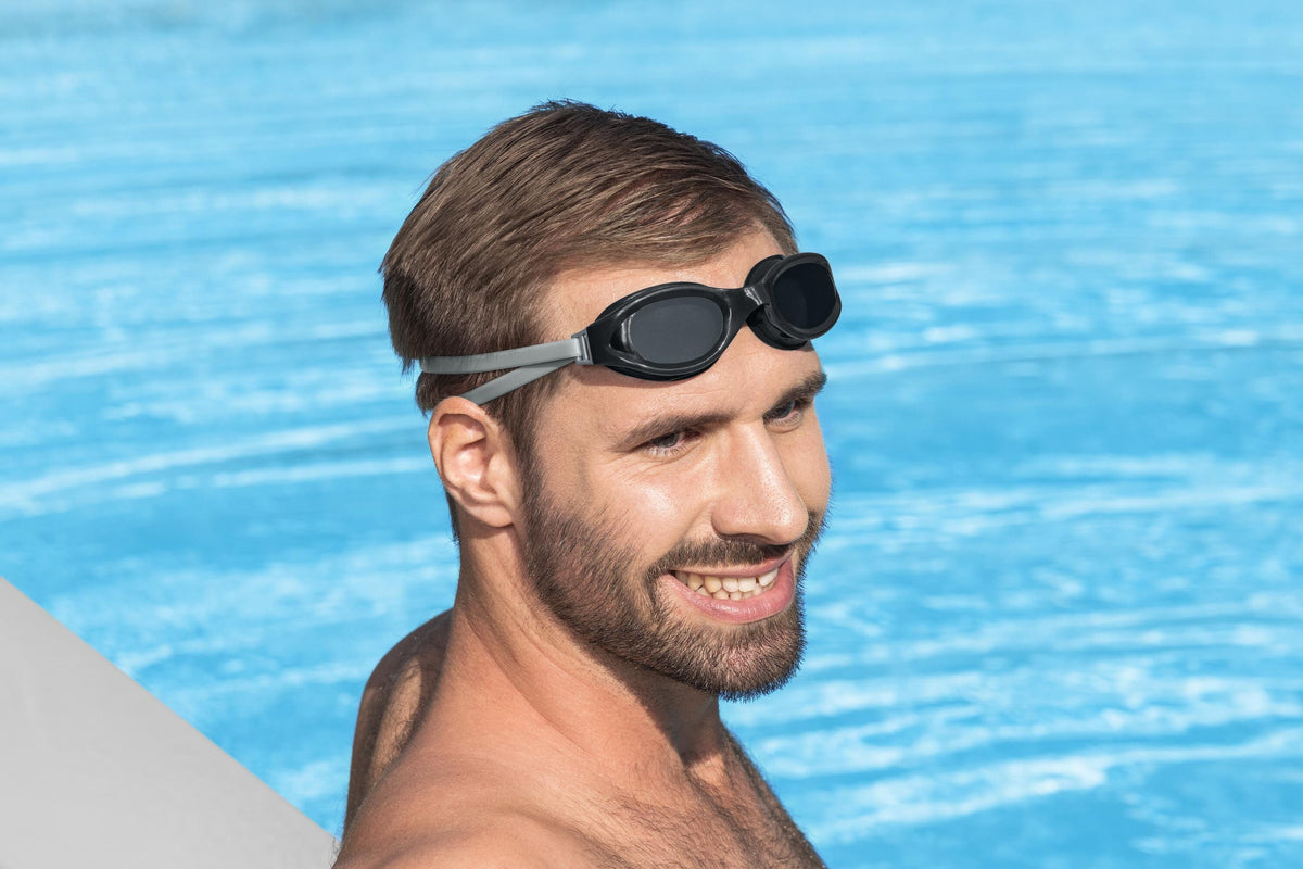 Bestway Hydro-Swim IX-1400 3-Piece Adult Swim Goggles with Adjustable Strap, Anti-Fog & UV Protection