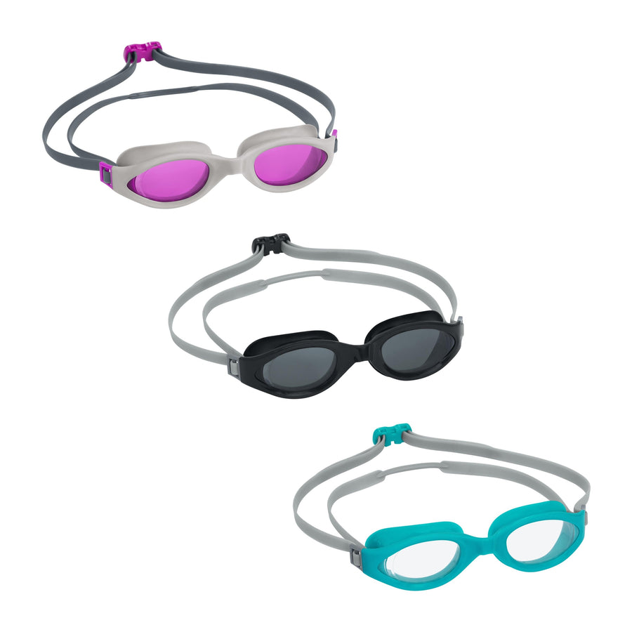 Bestway Hydro-Swim IX-1400 3-Piece Adult Swim Goggles with Adjustable Strap, Anti-Fog & UV Protection