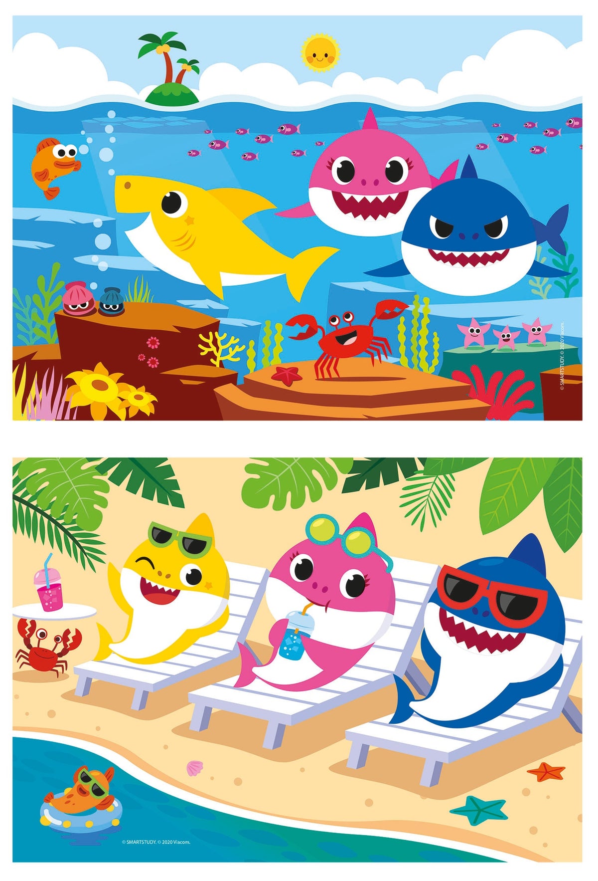 Clementoni Baby Shark 2x20 Piece Puzzle for Kids 27x19 cm