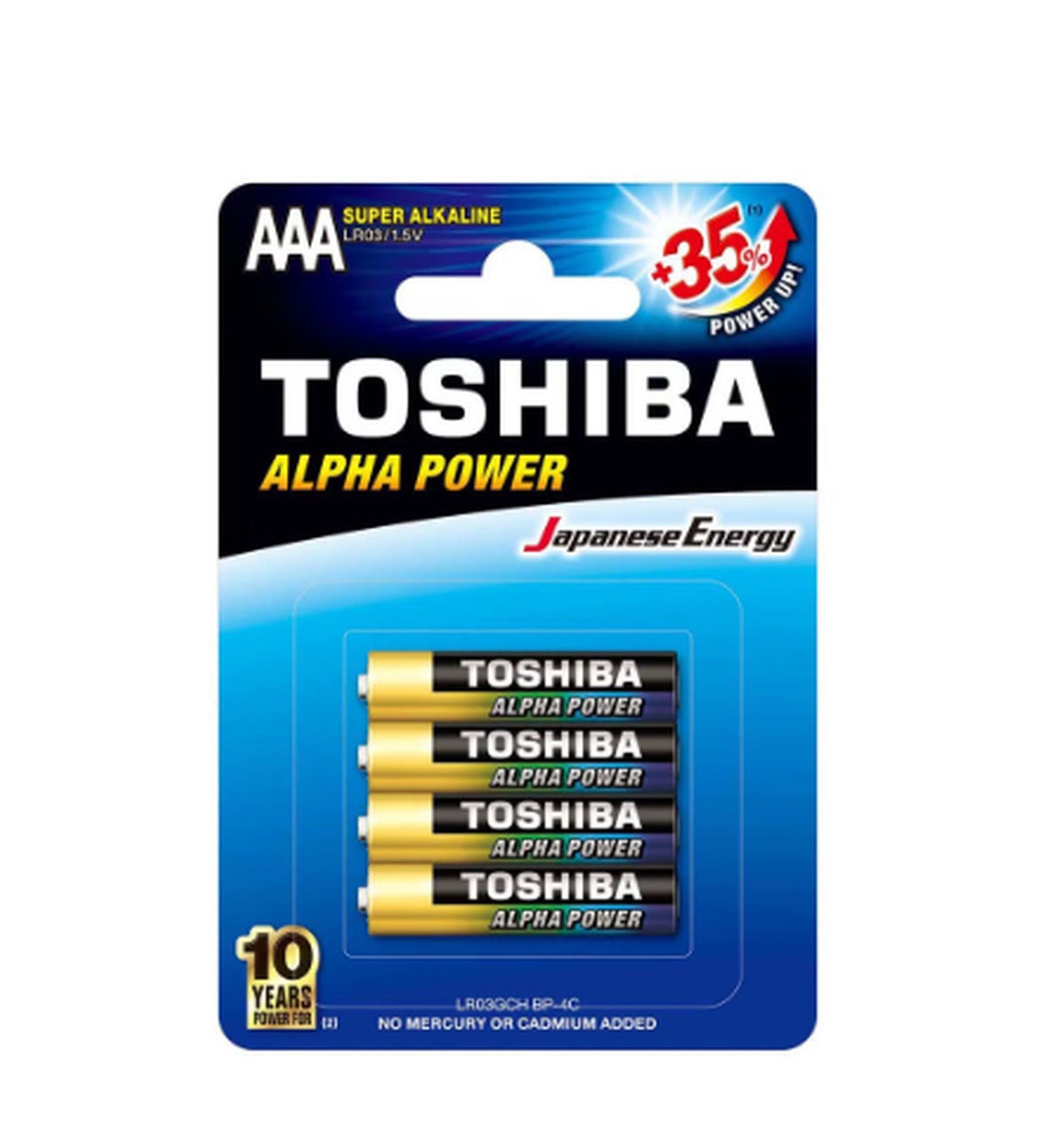 Toshiba Alkaline Alpha Power Battery AAA 4 - pack
