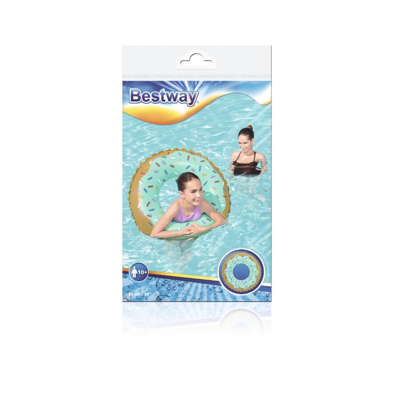 Bestway 91 cm Sweet Donut Swim Ring Inflatable Pool Float