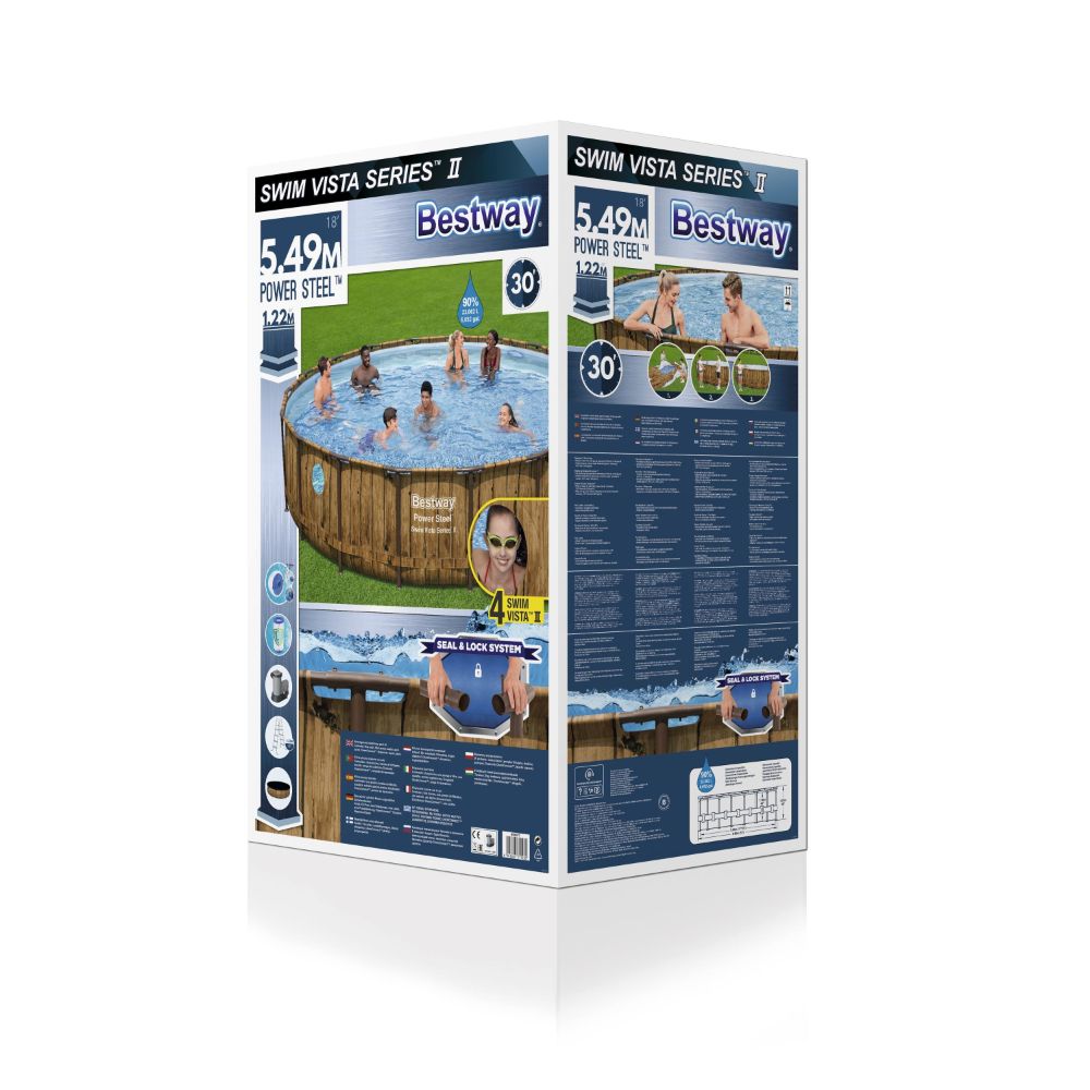 Bestway Power Steel Swim Vista Series Round Above Ground Pool Set - 549x122cm