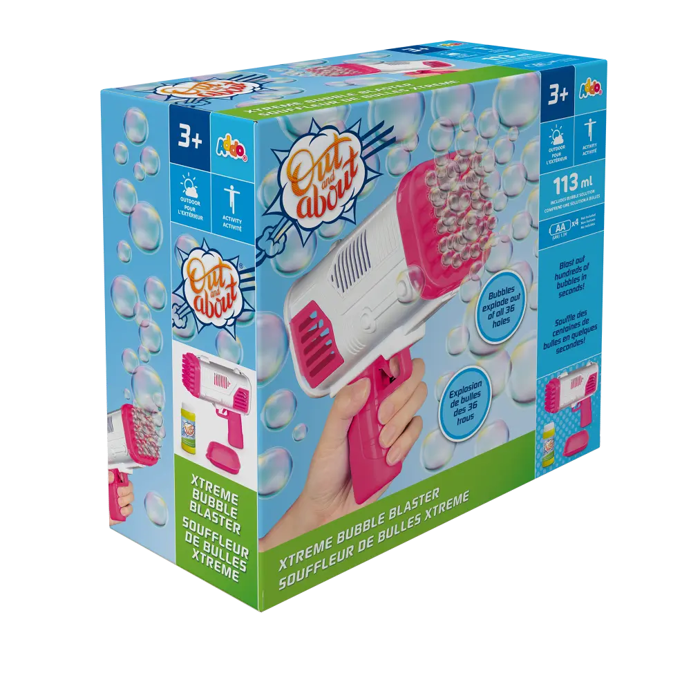 Addo Out and About Xtreme Bubble Blaster Pink - High-Output Motorized Bubble Blower