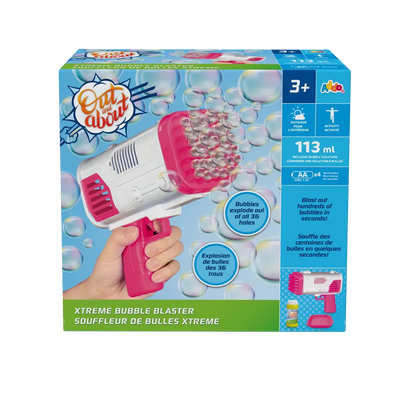 Addo Out and About Xtreme Bubble Blaster Pink - High-Output Motorized Bubble Blower