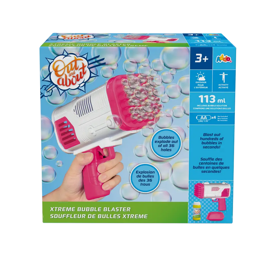 Addo Out and About Xtreme Bubble Blaster Pink - High-Output Motorized Bubble Blower