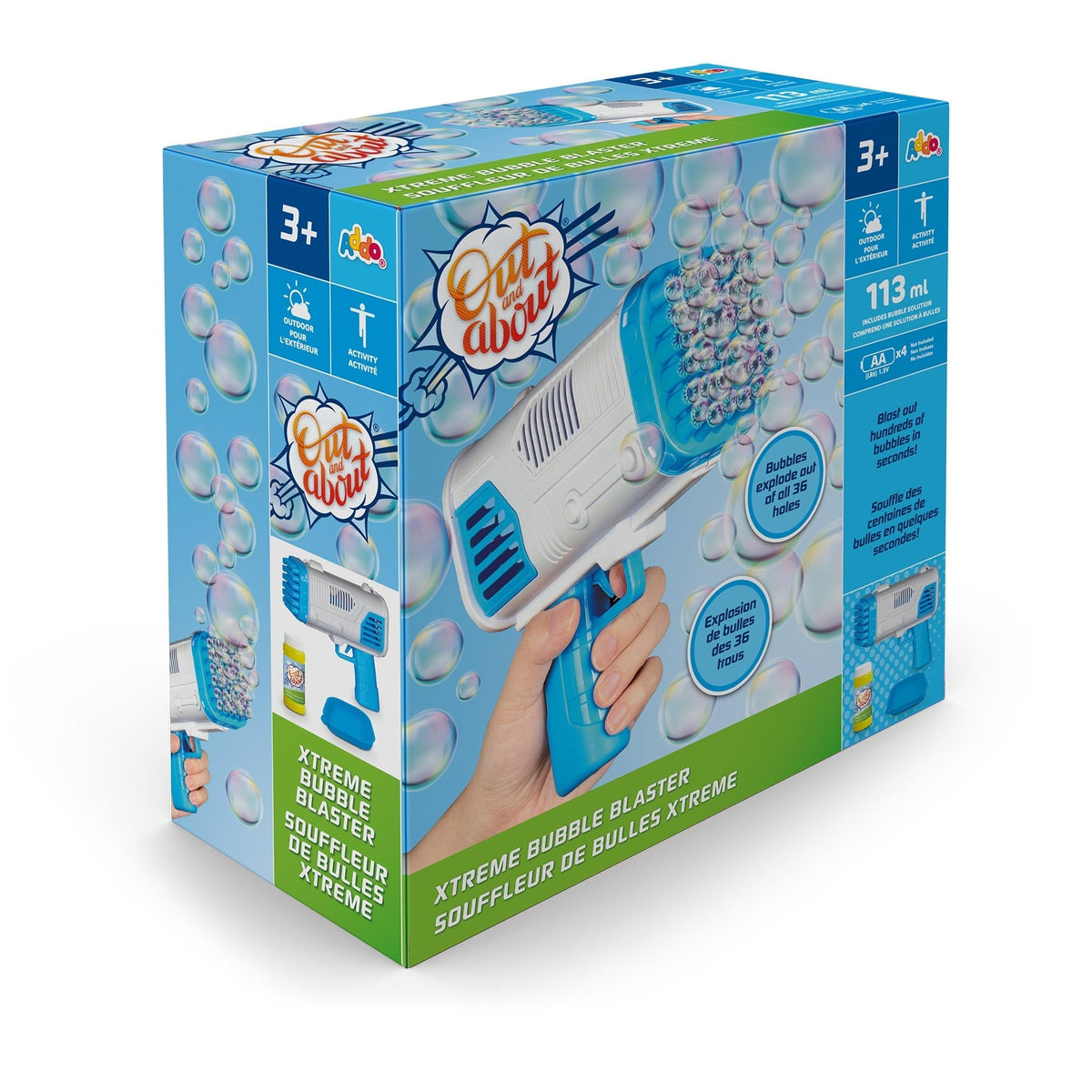 Addo Out and About Bubble X Blaster Blue - High-Output Motorized Bubble Blower