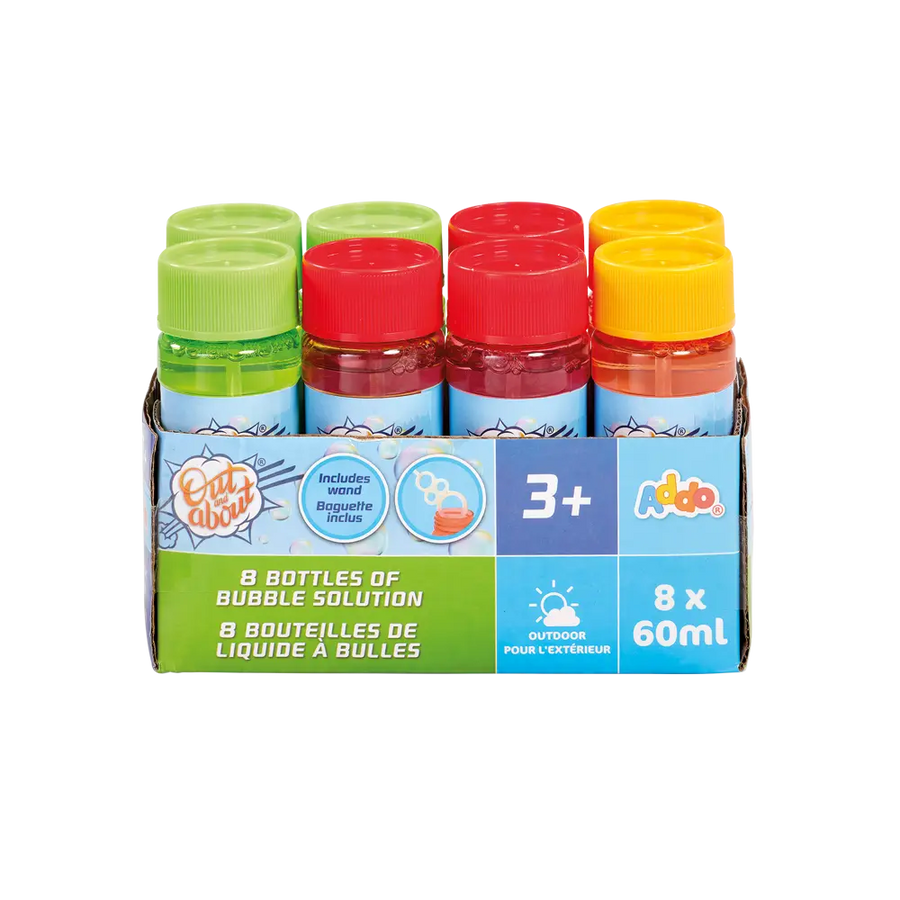 Addo Out and About Bubble Solution - 8 Pack of 60ml Portable Refills (480ml Total)