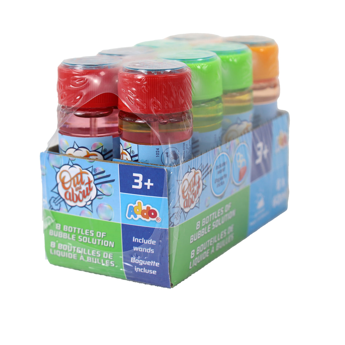 Addo Out and About Bubble Solution - 8 Pack of 60ml Portable Refills (480ml Total)
