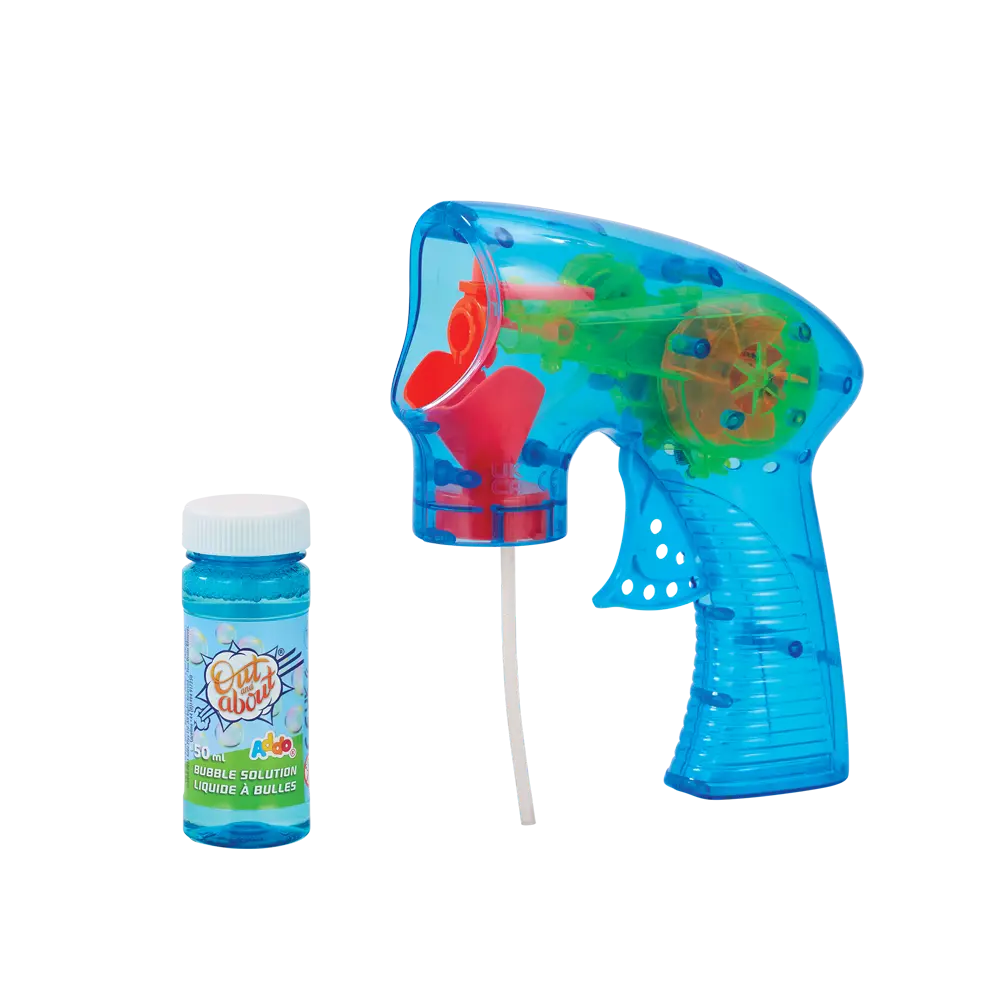 Addo Out and About Light Up Bubble Blaster - Motorized LED Bubble Blower with Solution