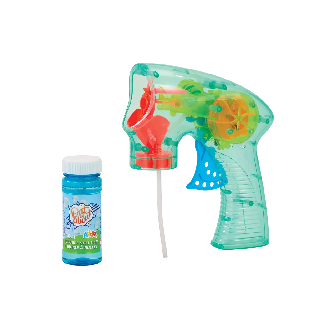 Addo Out and About Light Up Bubble Blaster - Motorized LED Bubble Blower with Solution