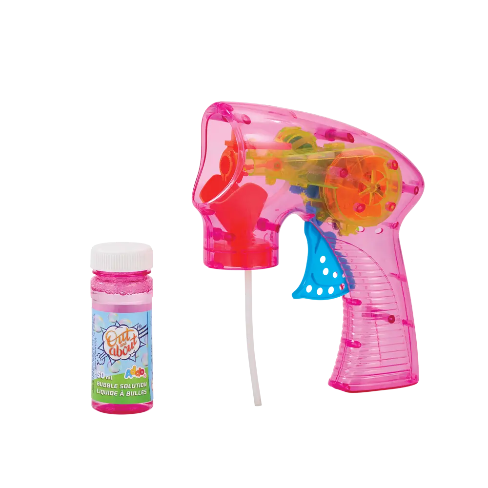 Addo Out and About Light Up Bubble Blaster - Motorized LED Bubble Blower with Solution