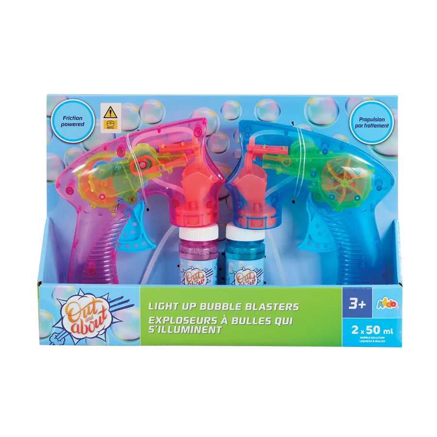 Addo Out and About Light Up Bubble Blaster - Motorized LED Bubble Blower with Solution