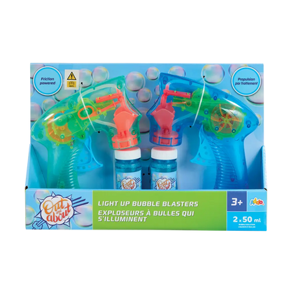 Addo Out and About Light Up Bubble Blaster - Motorized LED Bubble Blower with Solution