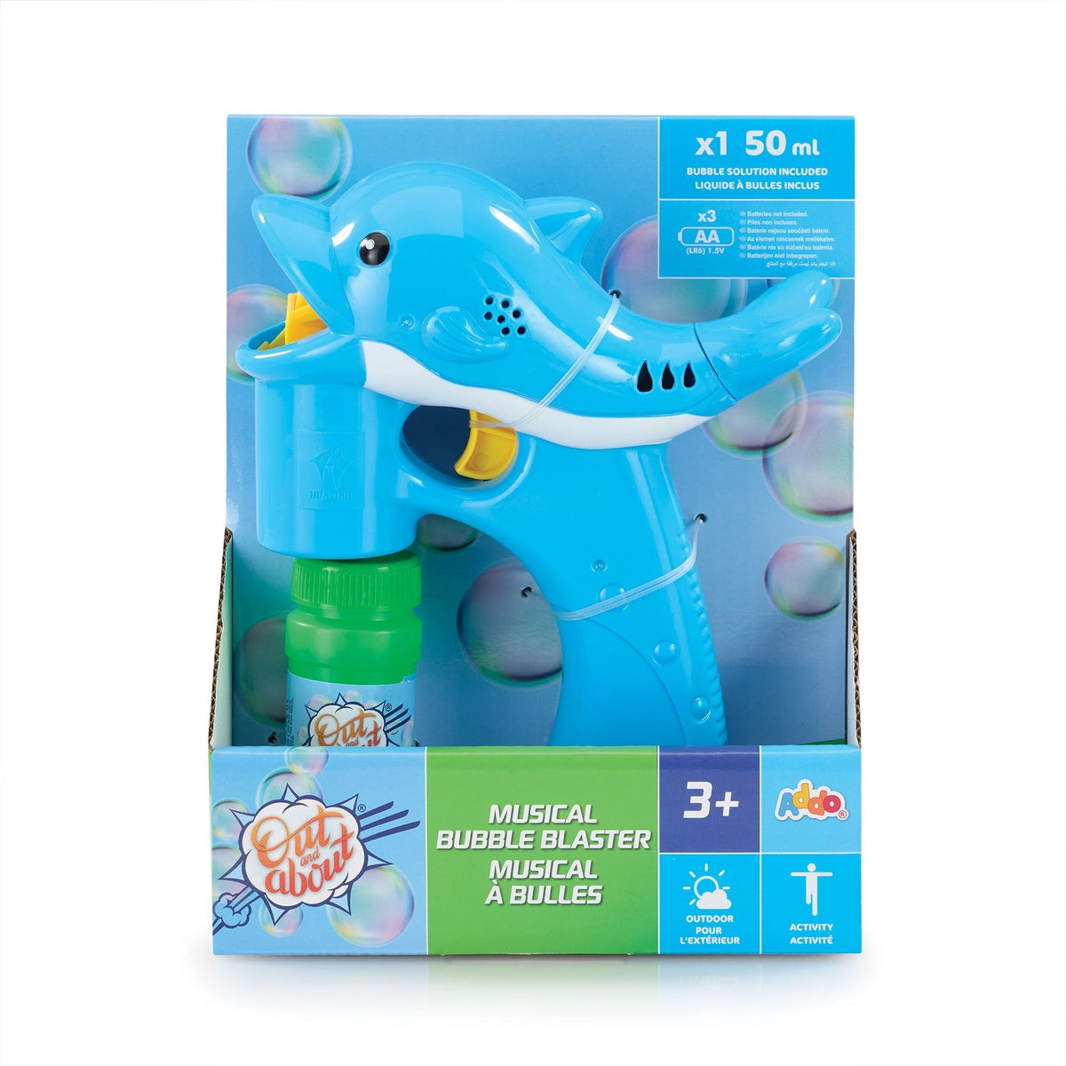 Addo Out and About Musical Bubble Blaster - Motorized Light-Up Bubble Blower with Sound - Sold per piece