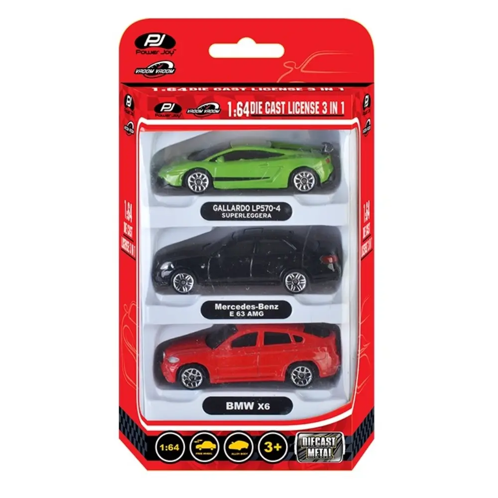 Power Joy Vroom Vroom Die-Cast Unif. Licensed 1/64 3-Piece