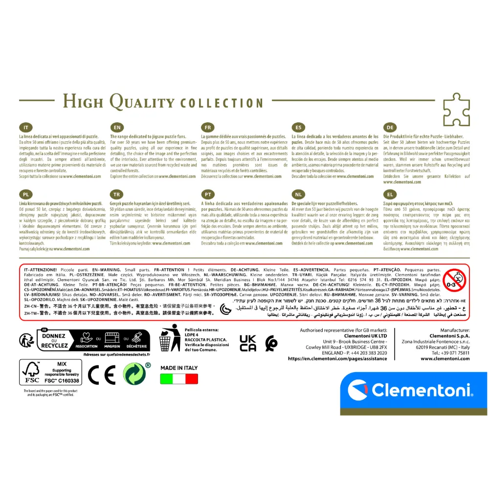 Clementoni Puzzle High Quality Collection Close Together with Poster 500-Piece