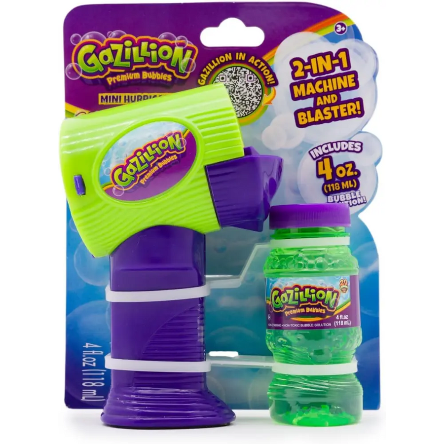 Gazillion Bubbles Mini Hurricane Bubble Toy for Kids with 4oz Solution, Battery-Operated