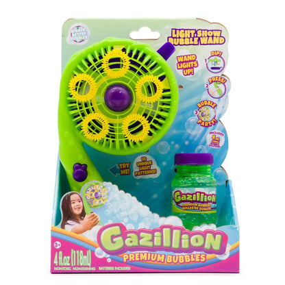 Gazillion Bubble Light Show Wand Bubble Toy for Kids, Battery-Operated