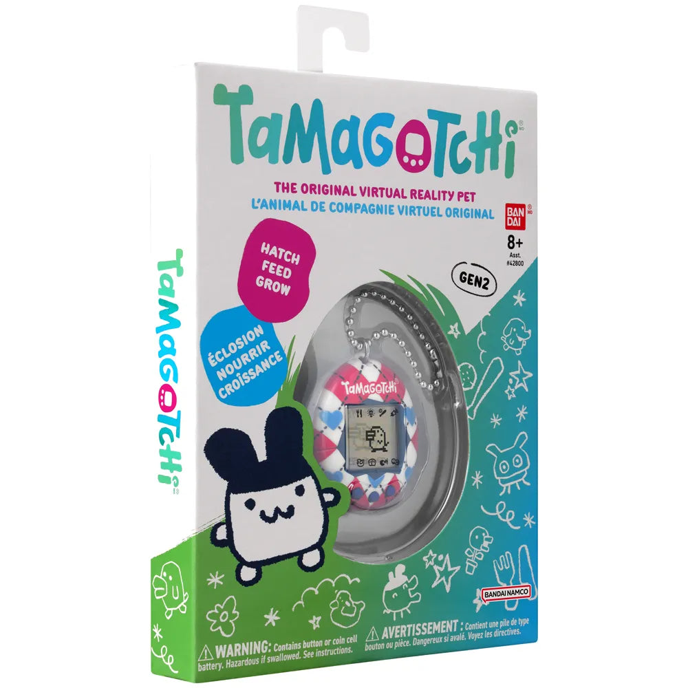 Tamagotchi Original Argyle Heart Digital Toy Classic Gen 2 Game Battery-Operated