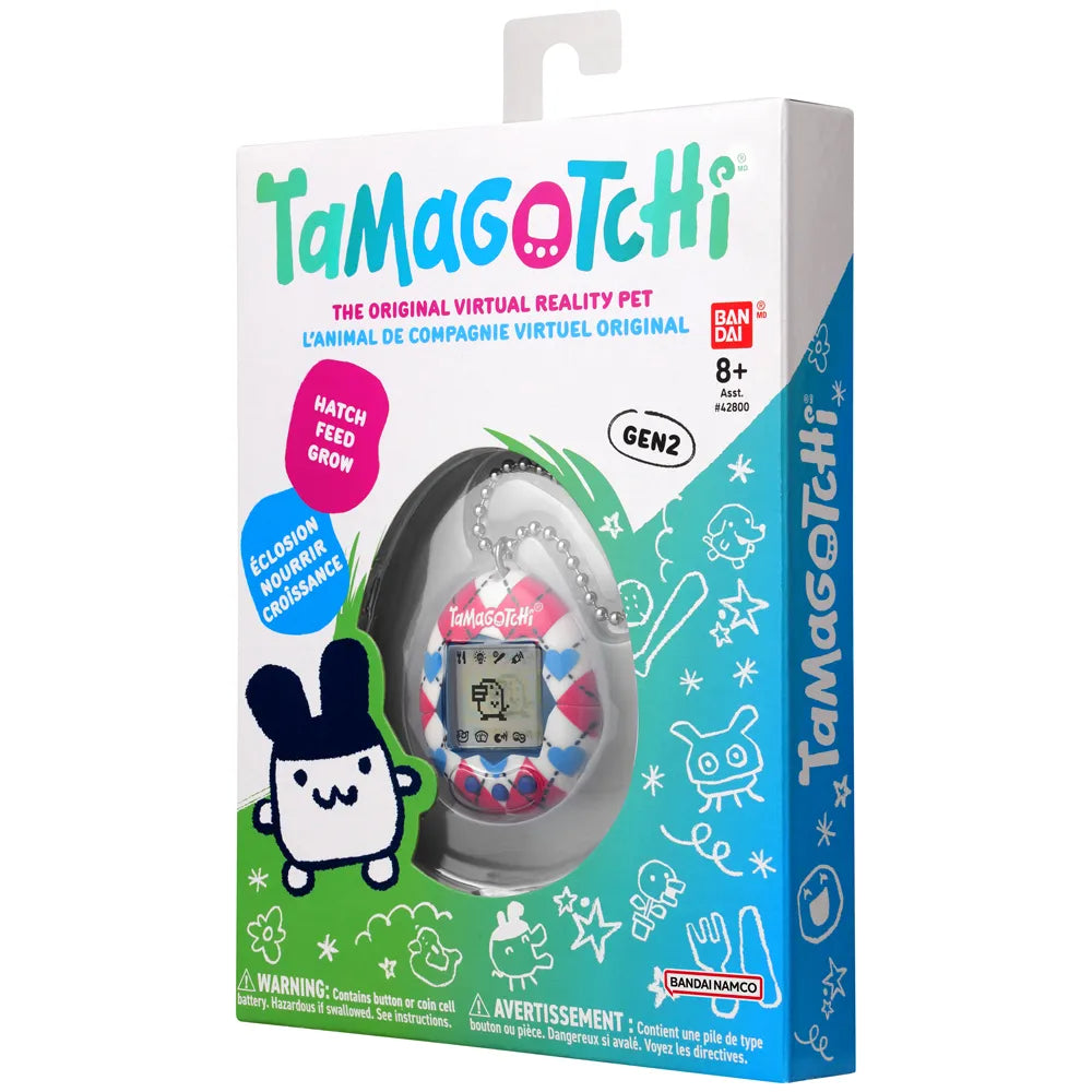 Tamagotchi Original Argyle Heart Digital Toy Classic Gen 2 Game Battery-Operated