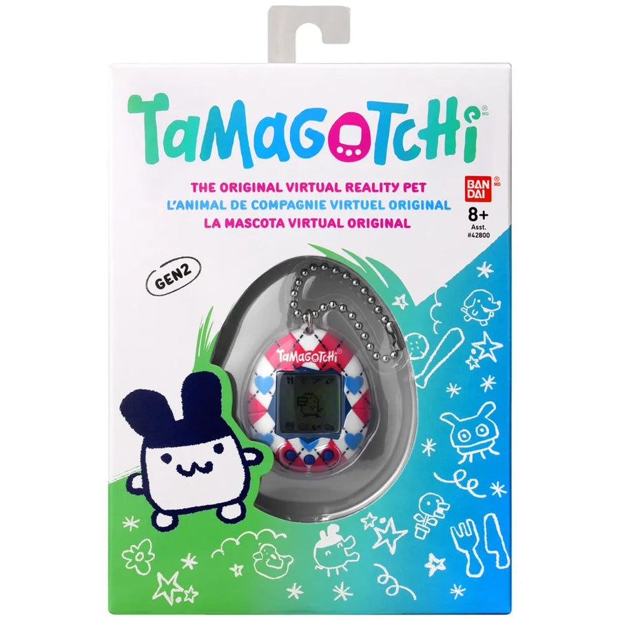 Tamagotchi Original Argyle Heart Digital Toy Classic Gen 2 Game Battery-Operated