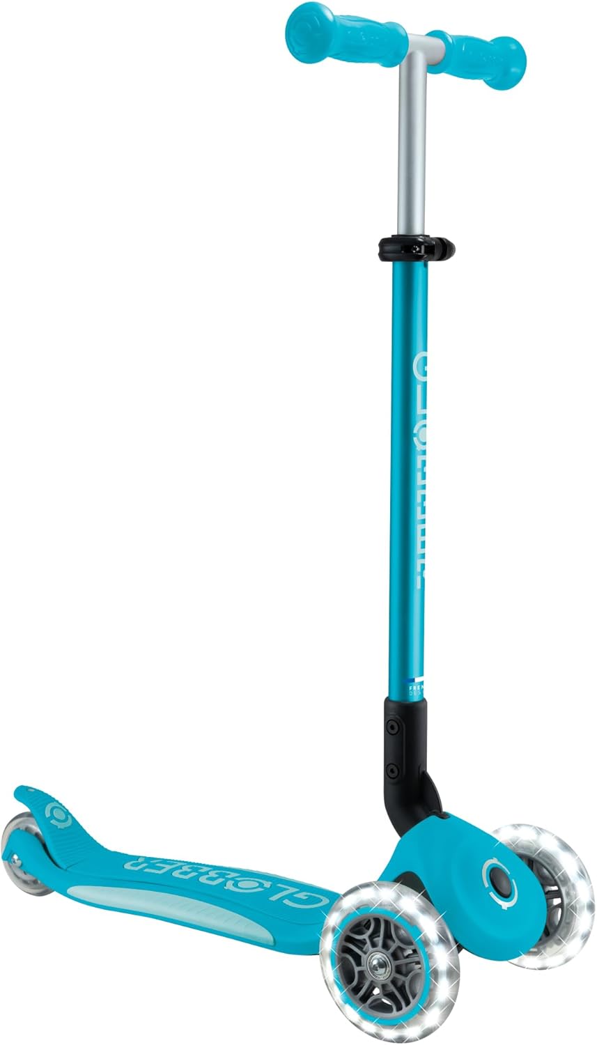 Globber Elite Lights Scooter Ride-On Aqua Blue