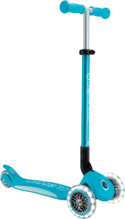 Globber Elite Lights Scooter Ride-On Aqua Blue