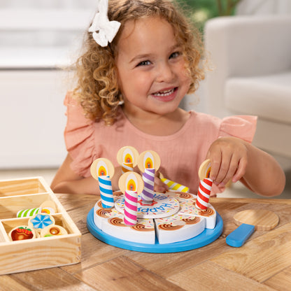 Melissa & Doug Wooden Birthday Cake Pretend Play Set