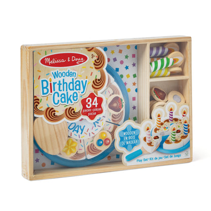 Melissa & Doug Wooden Birthday Cake Pretend Play Set