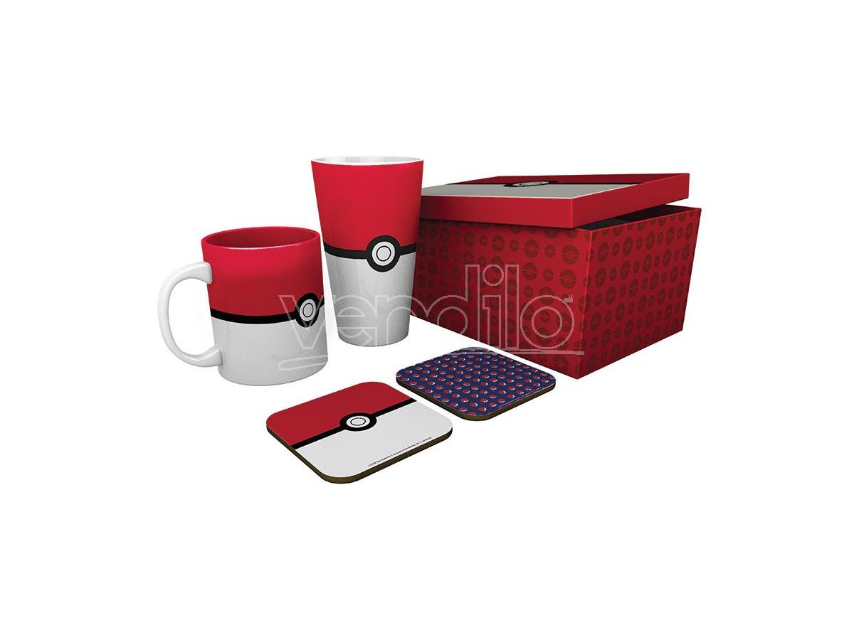Pokémon Poké Glass XXL & Mug with 2 Coasters Pokeball