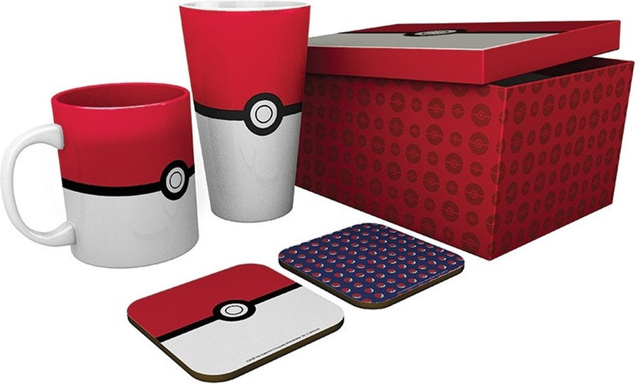 Pokémon Poké Glass XXL & Mug with 2 Coasters Pokeball