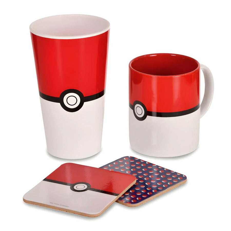 Pokémon Poké Glass XXL & Mug with 2 Coasters Pokeball