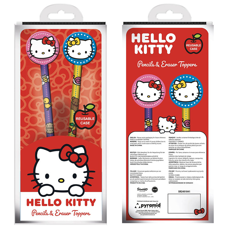 Hello Kitty Pencils & Eraser Toppers Set - 2 Pack