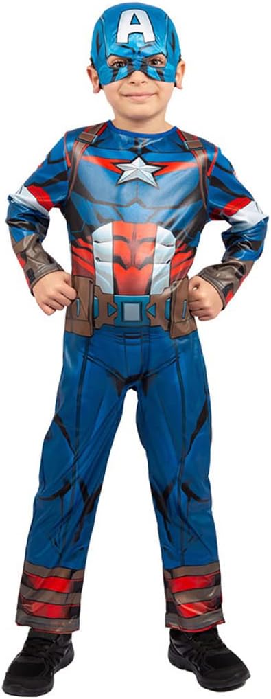 Marvel Avengers Captain America Classic Costume for Kids Superhero Fancy Dress Outfit, 7-8 Years