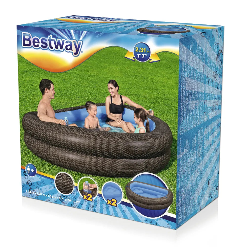 Bestway TruPrint Wicker 2.31 Inflatable Family Pool